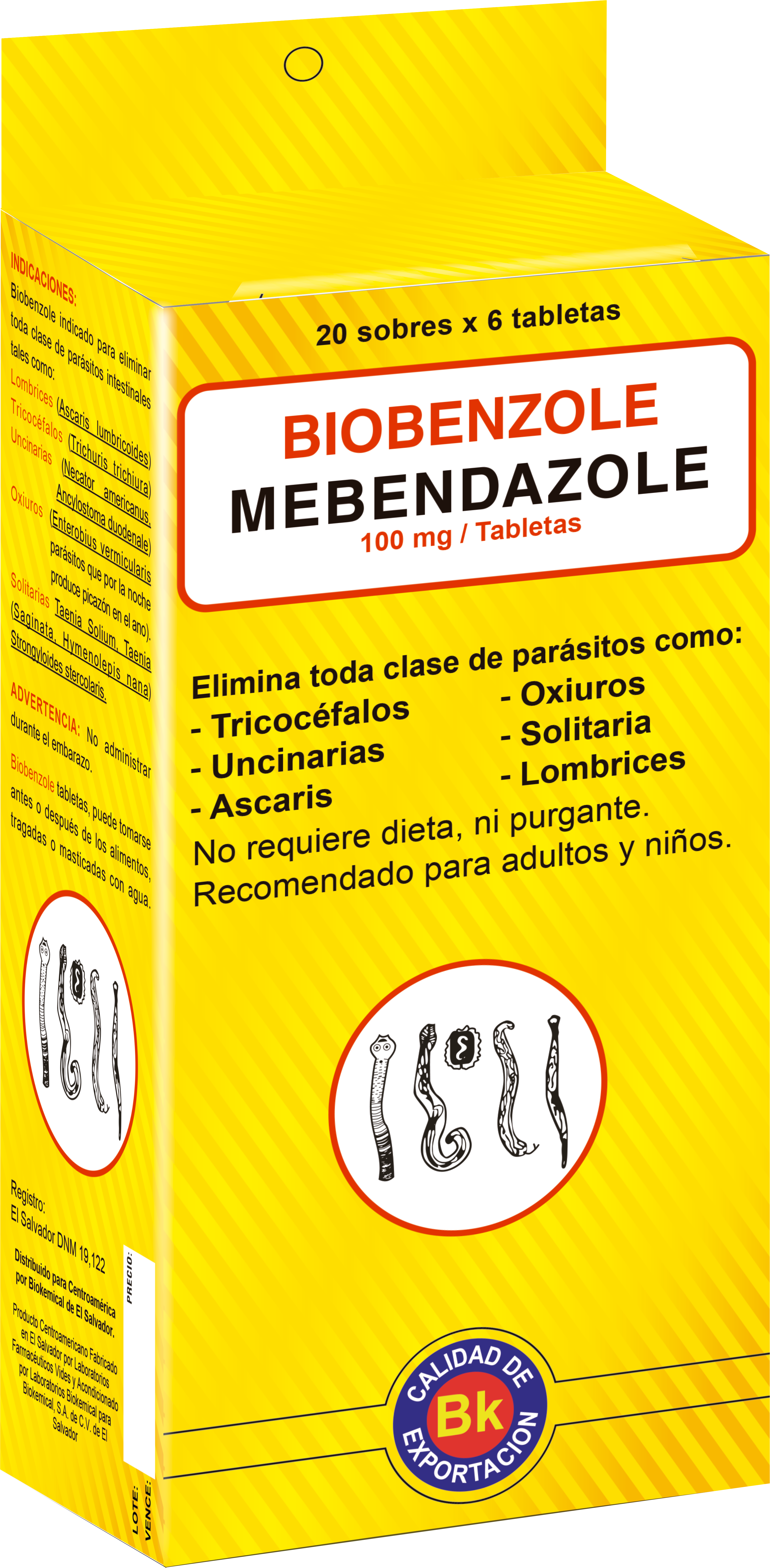 Mebendazole de 100mg