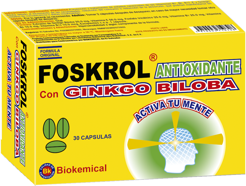 FOSKROL ANTIOXIDANTE CON GINKGO BILOBA Cápsula de gelatina blanda