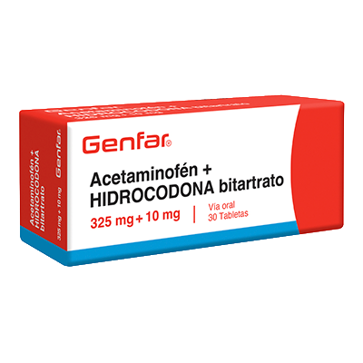 ACETAMINOFÉN 325 MG + HIDROCODONA BITARTRATO 10 MG GENFAR Tabletas