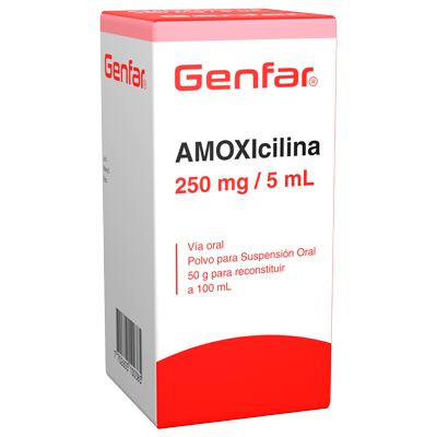 AMOXICILINA GENFAR  250 MG / 5 ML Polvo para suspensión
