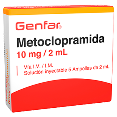 METOCLOPRAMIDA GENFAR 10 MG/2 ML Solución inyectable