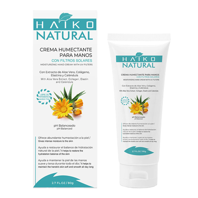 CREMA HUMECTANTE PARA MANOS CON FILTROS SOLARES HAIKO NATURAL Crema