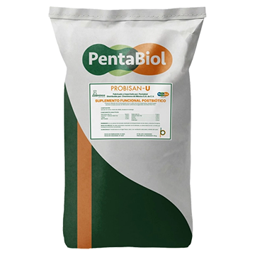 Bolsa de suplemento funcional postbiótico de la marca PentaBiol con diseño en tonos claros y oscuros y texto informativo en el centro.
Descripción generada con IA