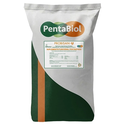 Bolsa grande de suplemento funcional postbiótico de la marca PentaBiol con diseño en tonos claros y oscuros y etiqueta central con información del producto.
Descripción generada con IA
